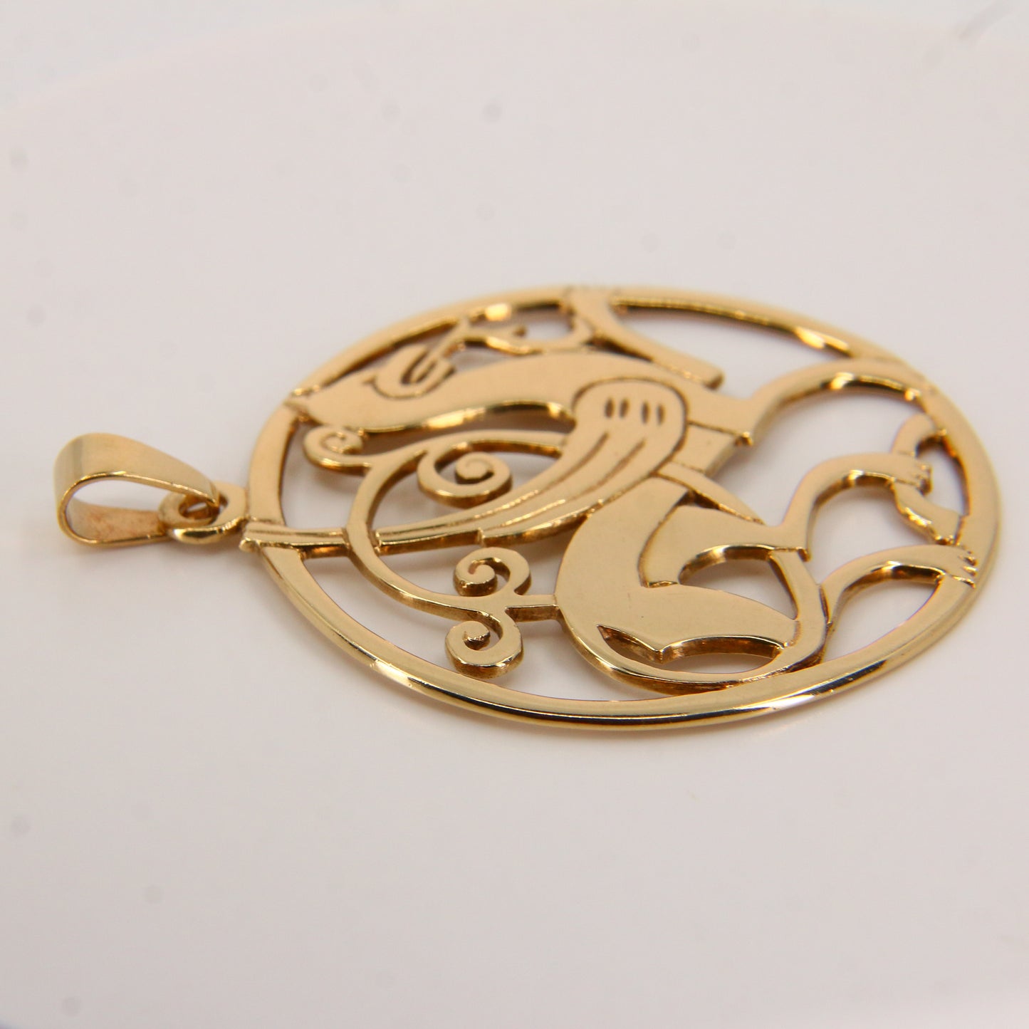 Large Vintage Scottish 9ct Solid Gold Hallmarked Quendale Beast Dragon Pendant Traditional Shetland Silvercraft Boxed Gift