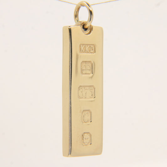 Vintage 9ct Hallmarked Gold Ingot Pendant Heavy Solid Gold London 1977 Gift