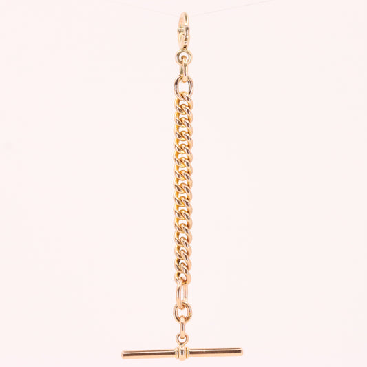 Vintage 9ct Hallmarked Yellow Gold Albert T Bar Chain 4.5 Inch Extender Pendant