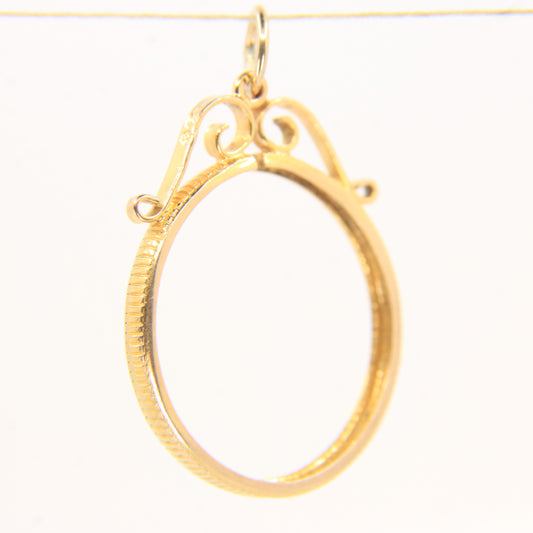 Vintage 9ct Gold Full Sovereign Holder Coin Frame Pendant Charm Gift