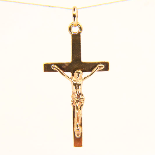Vintage 9ct Gold Crucifix Cross Pendant Fully Hallmarked Yellow Gold Cross Gift