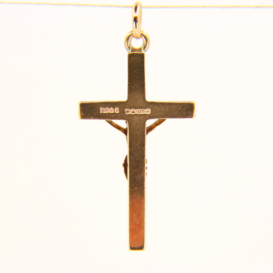 Vintage 9ct Gold Crucifix Cross Pendant Fully Hallmarked Yellow Gold Cross Gift