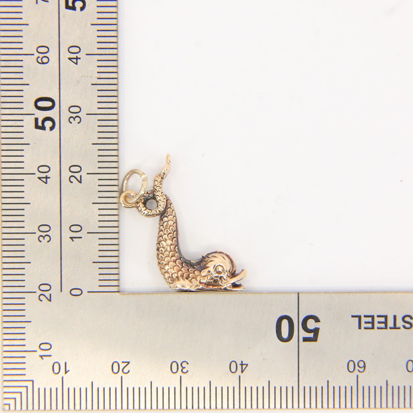 Vintage 9ct Hallmarked Gold Sea Serpent Dolphin Fish Charm Pendant Gift