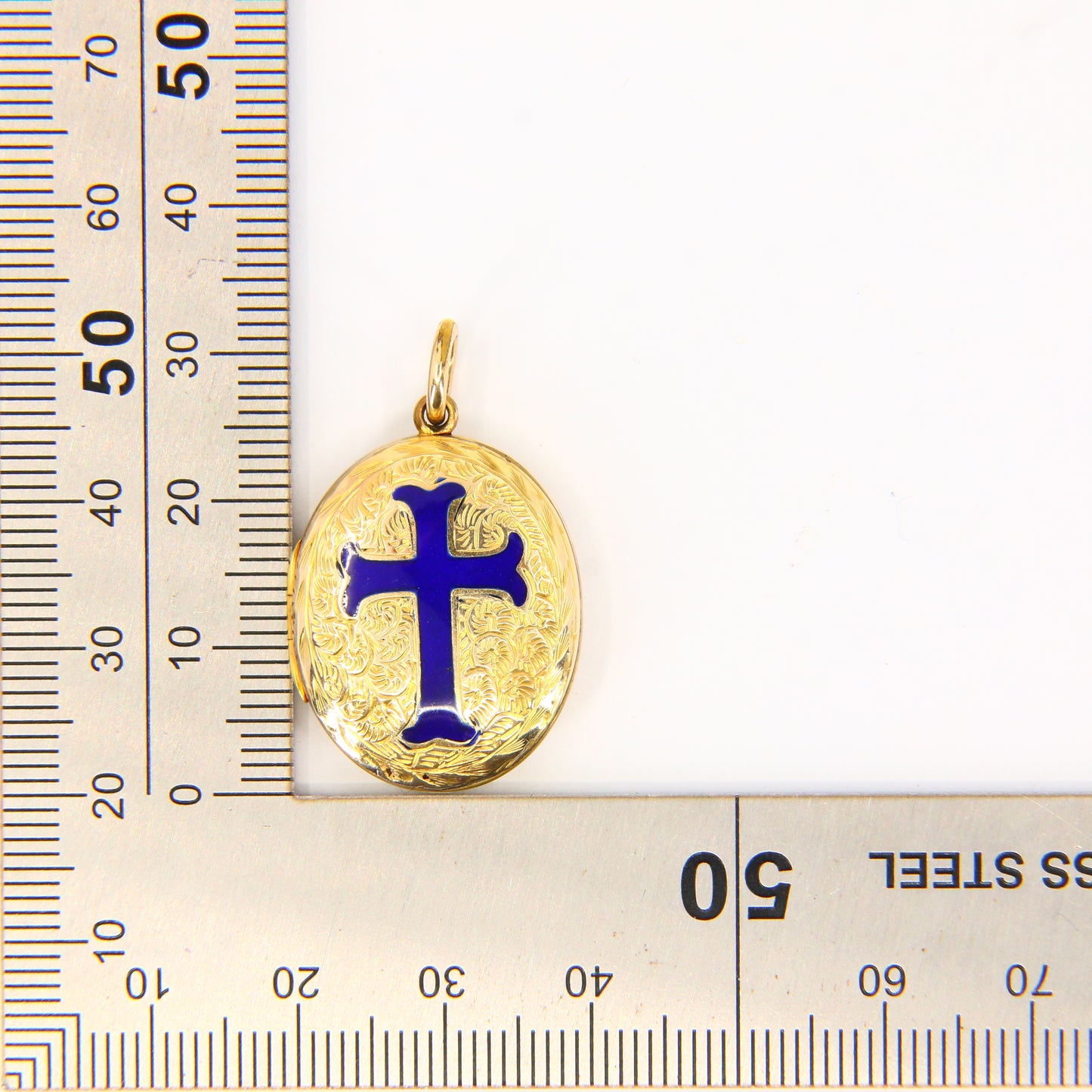 Antique Enamel Cross Locket 12ct Back & Front Locket with 9ct Suspension Loop