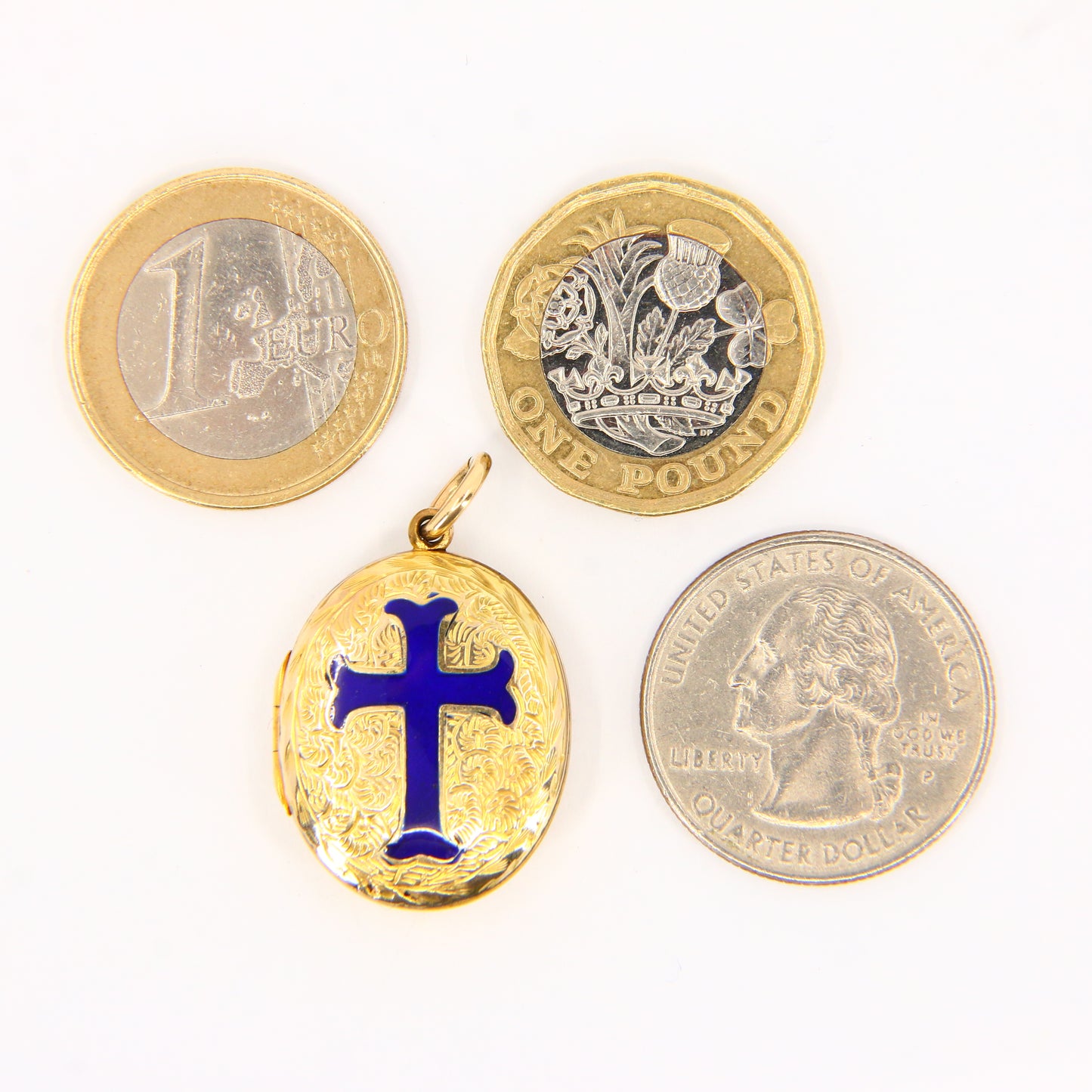 Antique Enamel Cross Locket 12ct Back & Front Locket with 9ct Suspension Loop