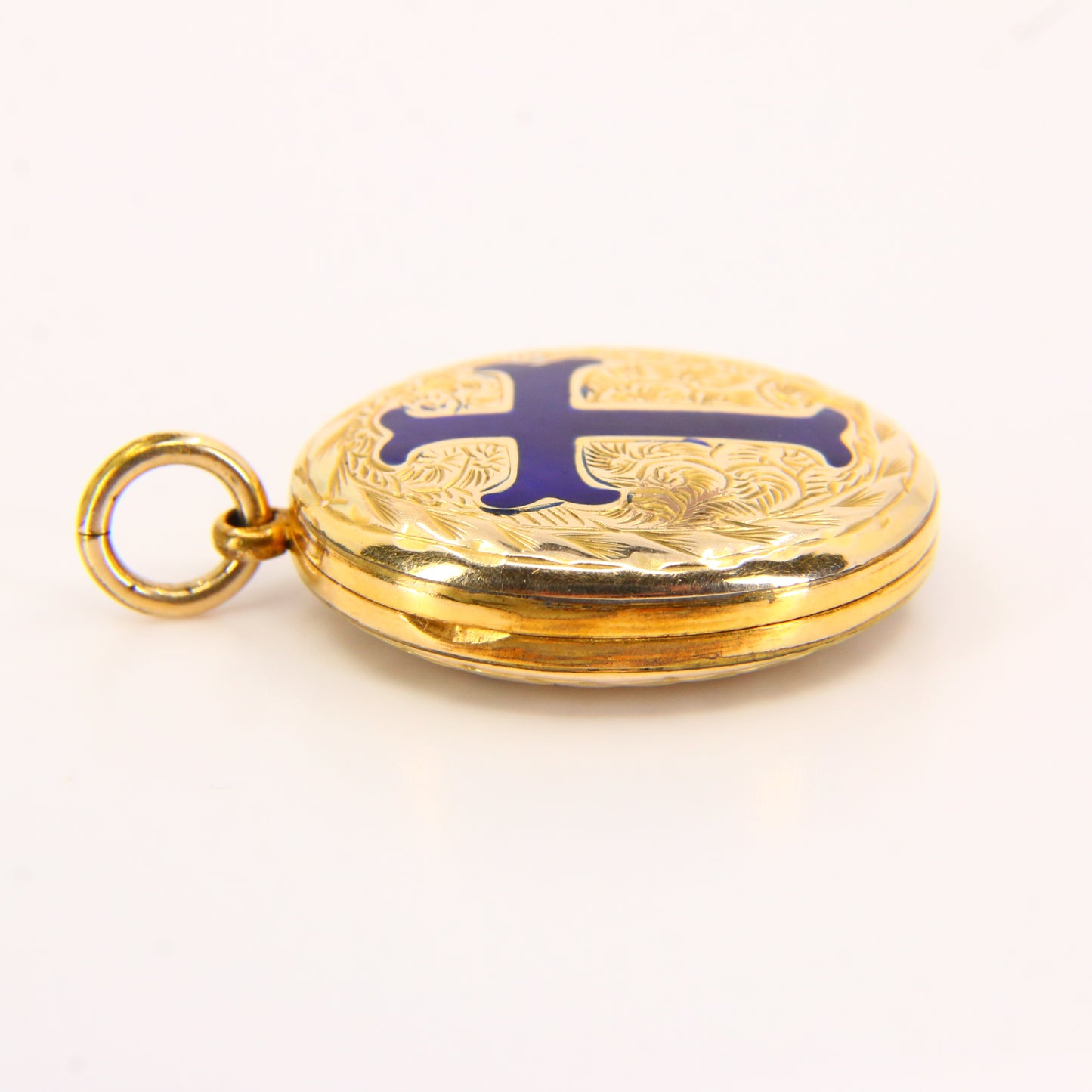 Antique Enamel Cross Locket 12ct Back & Front Locket with 9ct Suspension Loop
