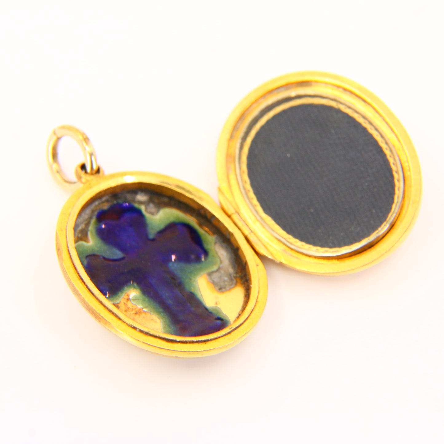 Antique Enamel Cross Locket 12ct Back & Front Locket with 9ct Suspension Loop