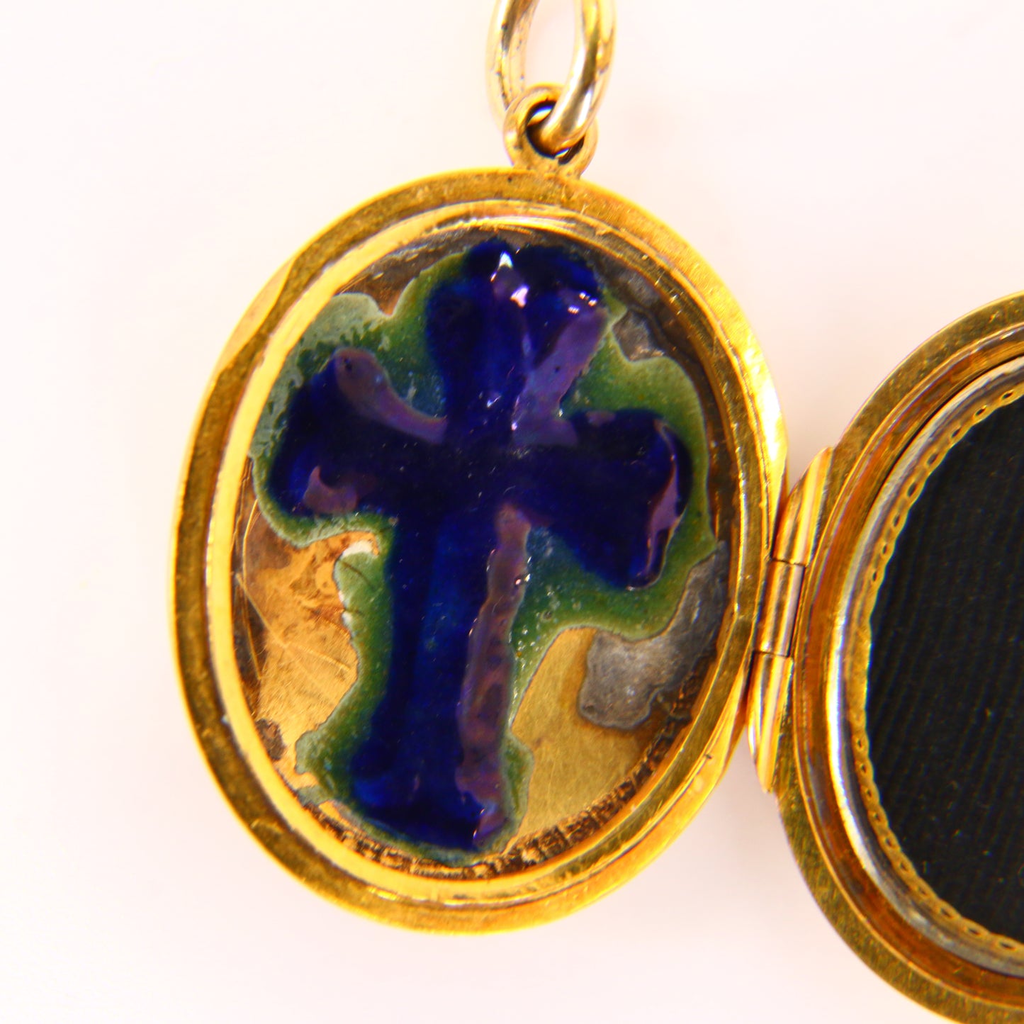 Antique Enamel Cross Locket 12ct Back & Front Locket with 9ct Suspension Loop