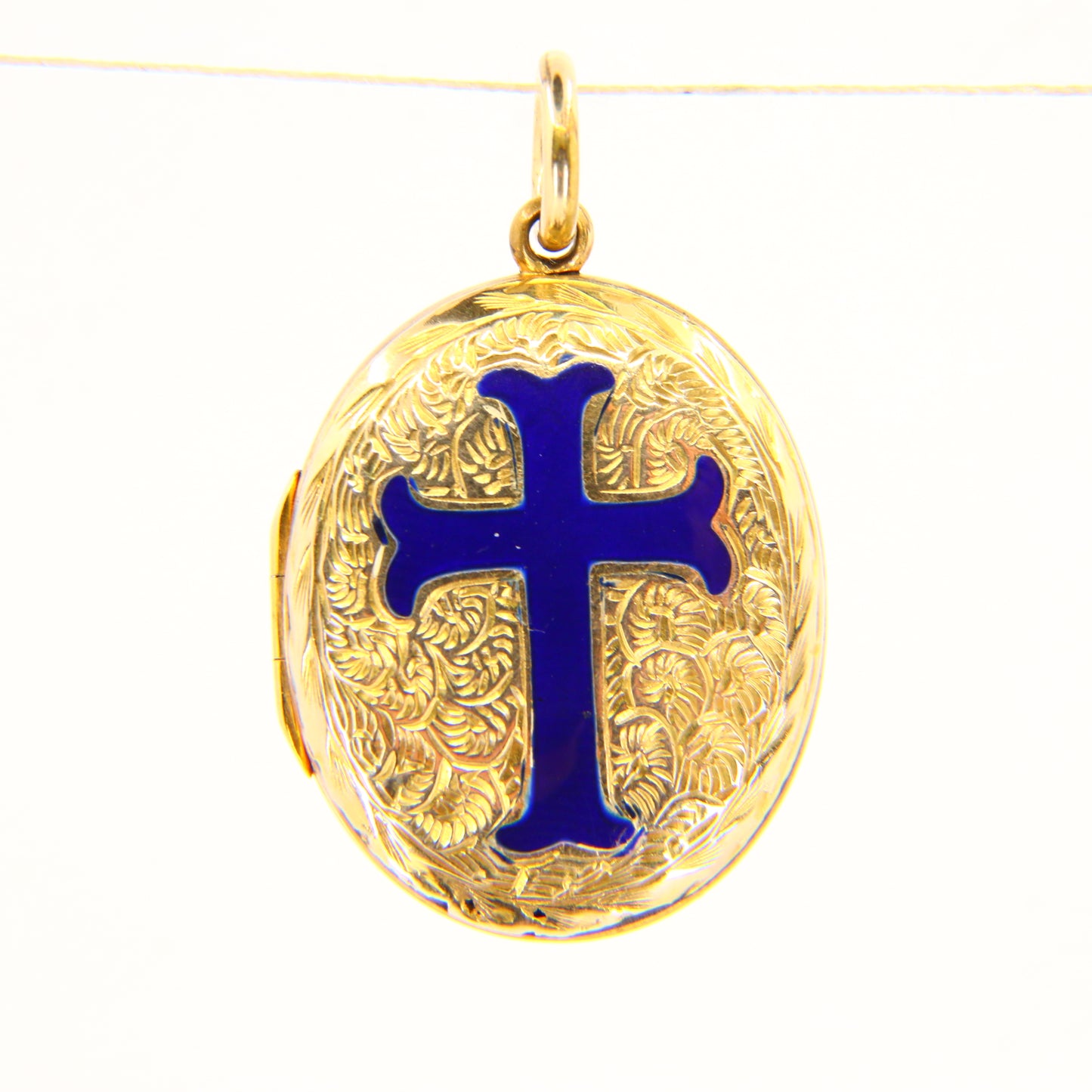 Antique Enamel Cross Locket 12ct Back & Front Locket with 9ct Suspension Loop