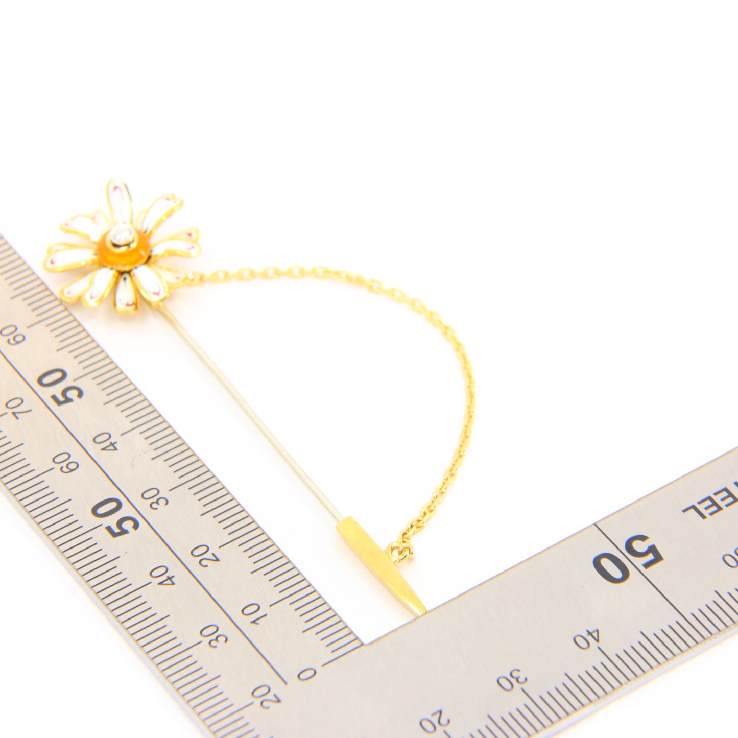 Vintage 18ct Gold Diamond Flower Pin Brooch Enamelled Detail Hallmarked Italian