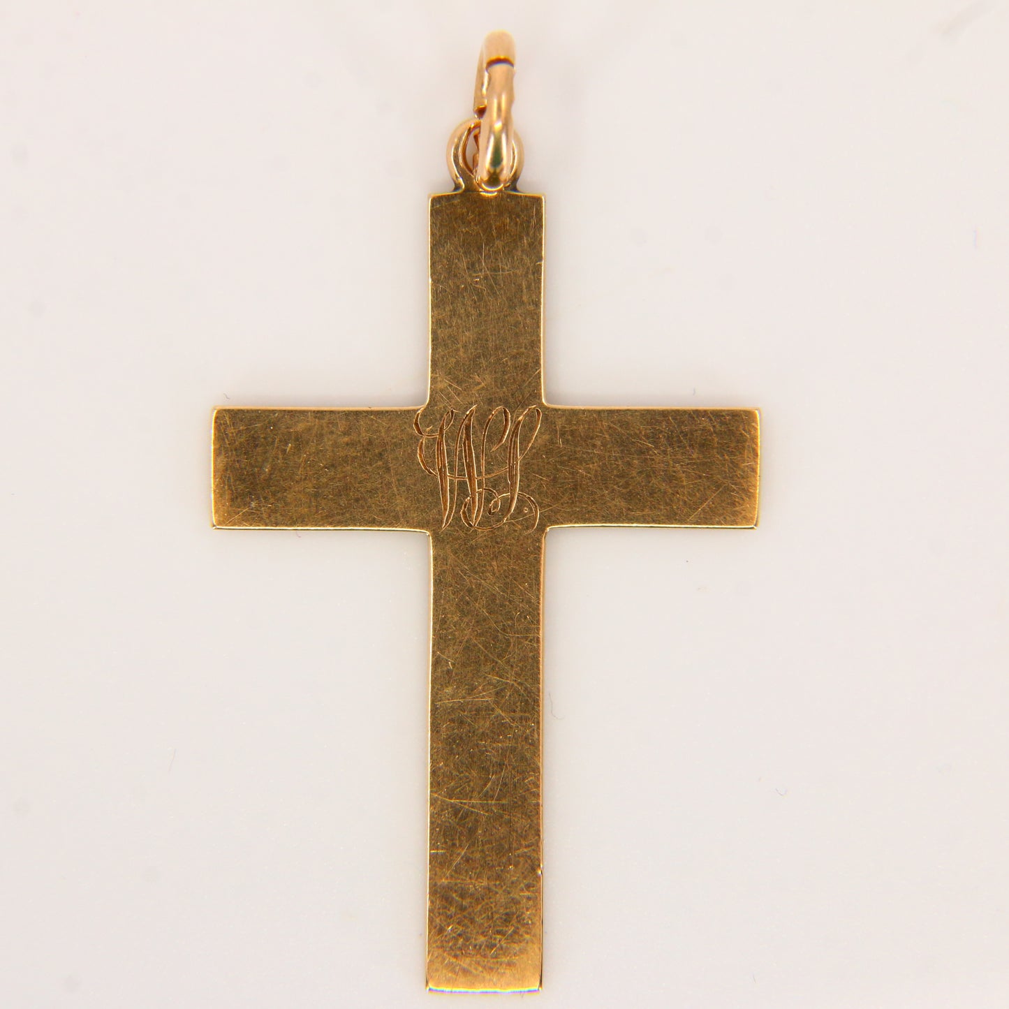 Vintage 9ct Gold Engraved Monogram "WJL" Cross Pendant Solid Gold Charm Gift