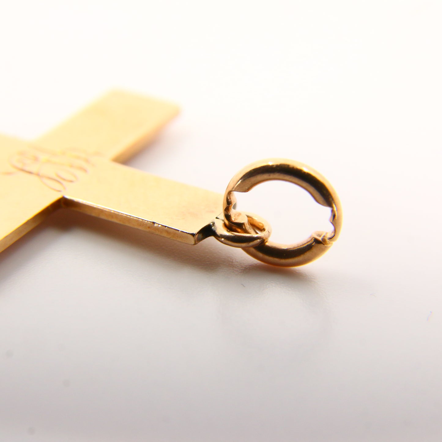 Vintage 9ct Gold Engraved Monogram "WJL" Cross Pendant Solid Gold Charm Gift
