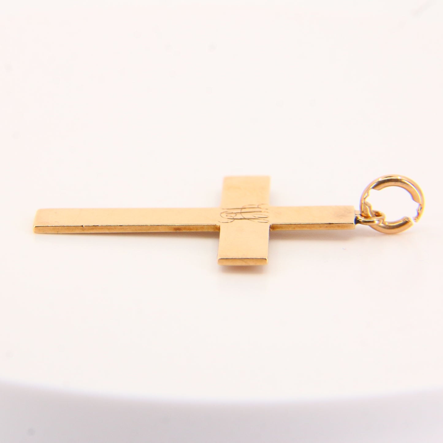 Vintage 9ct Gold Engraved Monogram "WJL" Cross Pendant Solid Gold Charm Gift