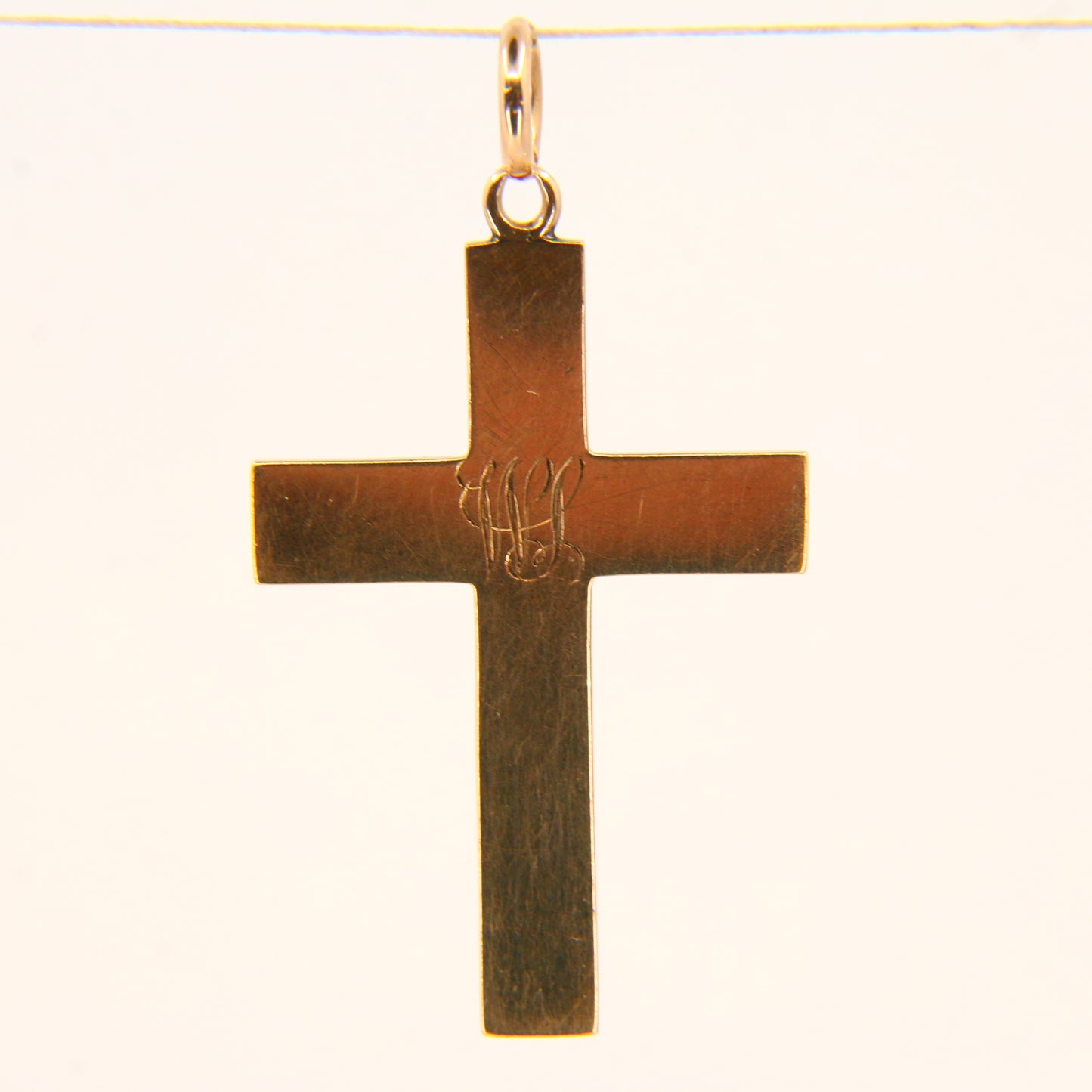 Vintage 9ct Gold Engraved Monogram "WJL" Cross Pendant Solid Gold Charm Gift