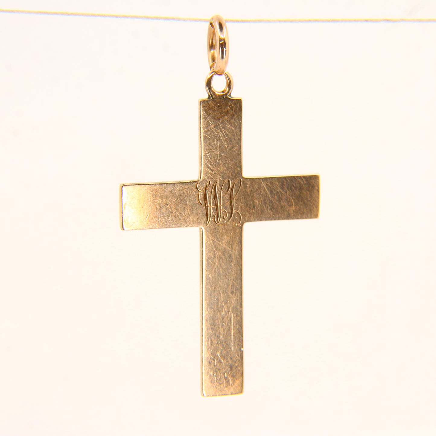 Vintage 9ct Gold Engraved Monogram "WJL" Cross Pendant Solid Gold Charm Gift