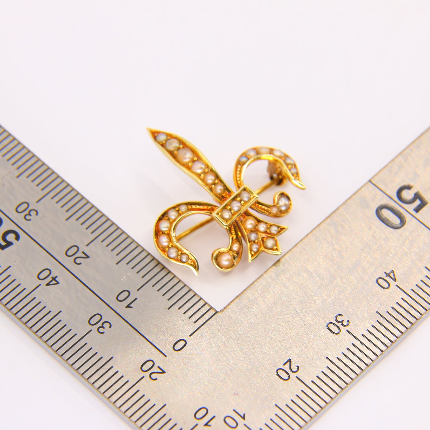 Antique 14 Carat Fleur De Lis Edwardian Pendant Brooch Fine Jewellery Boxed Gift