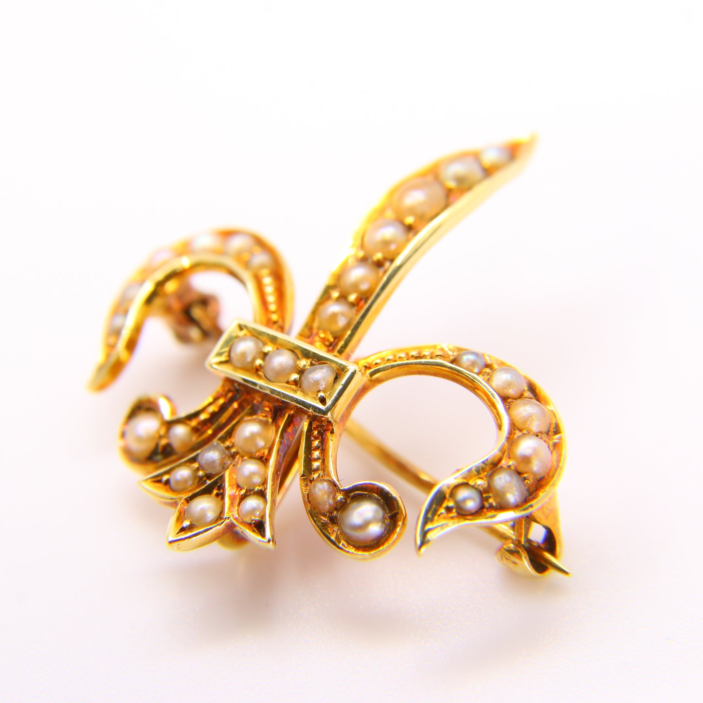 Antique 14 Carat Fleur De Lis Edwardian Pendant Brooch Fine Jewellery Boxed Gift