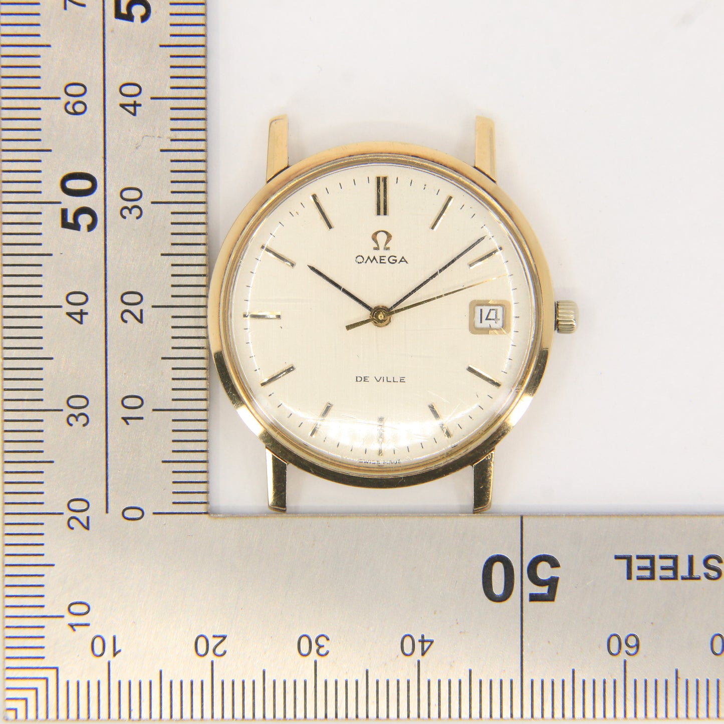 Vintage 9ct Gold Omega De Ville Wristwatch Date Feature Initialled Case Back