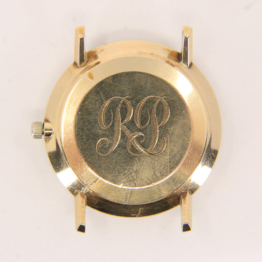 Vintage 9ct Gold Omega De Ville Wristwatch Date Feature Initialled Case Back