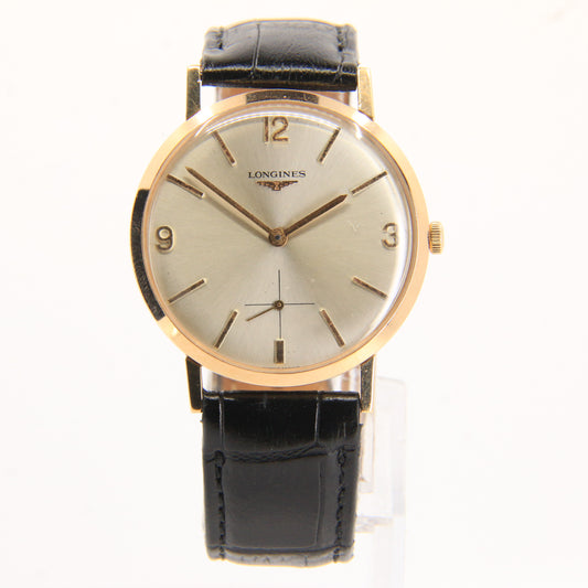 Vintage 18ct Gold Longines Cal 490 Wristwatch With Small Seconds