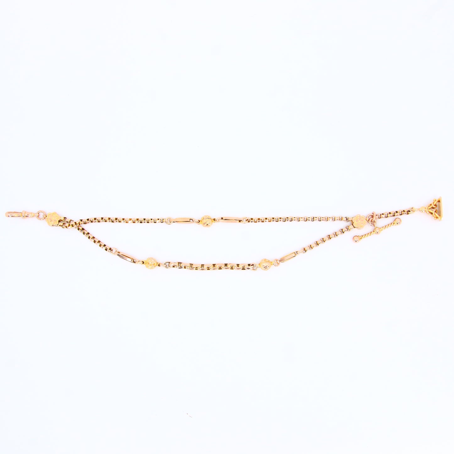 Antique 9ct Victorian Albertina 9-inch 9 Carat Yellow Gold Floral Fob Watch Chain