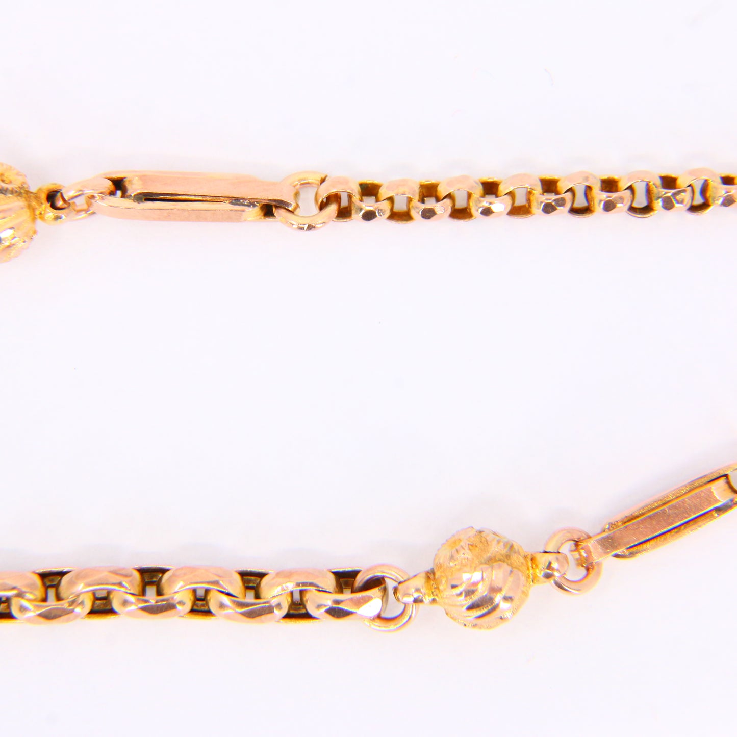Antique 9ct Victorian Albertina 9-inch 9 Carat Yellow Gold Floral Fob Watch Chain