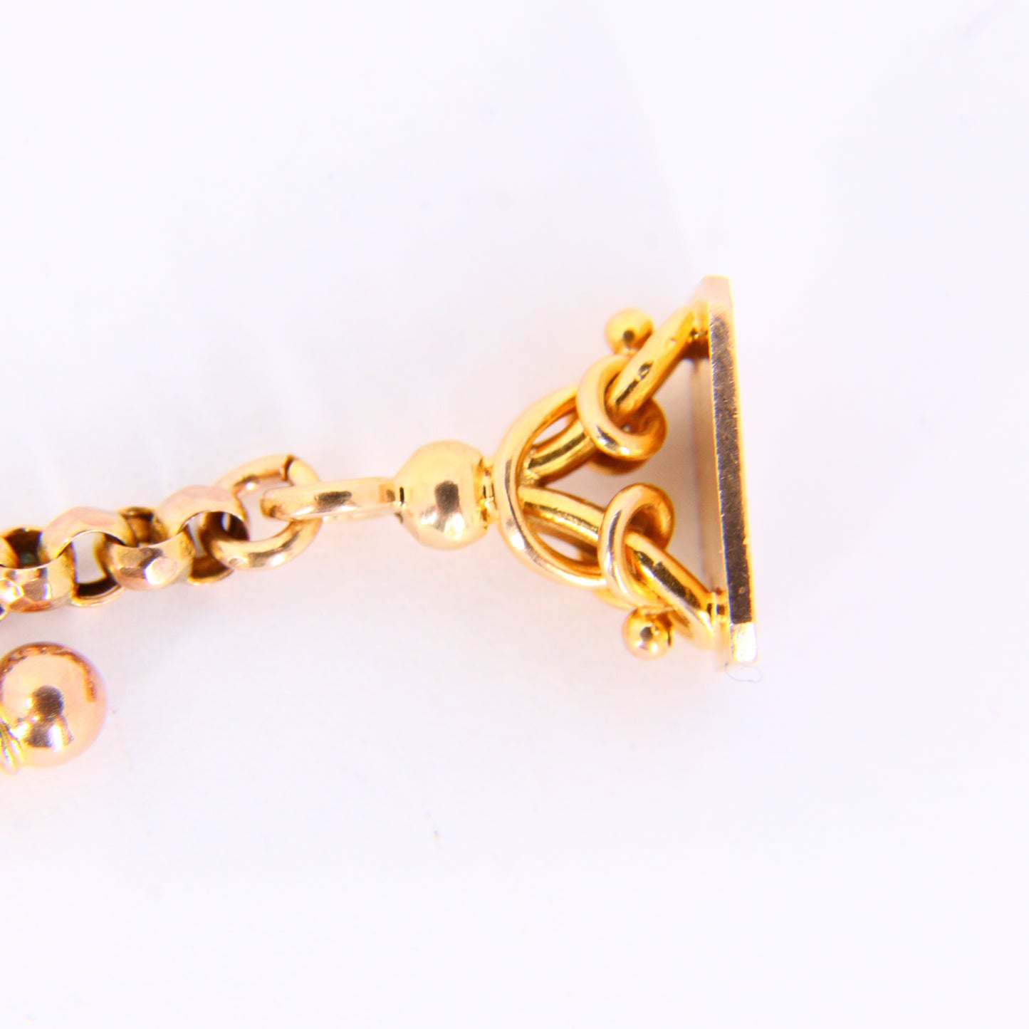 Antique 9ct Victorian Albertina 9-inch 9 Carat Yellow Gold Floral Fob Watch Chain