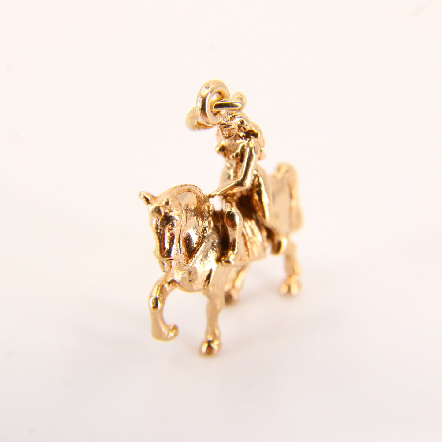 Vintage 9ct Gold Horse Riding Charm – Hallmarked Equestrian Pendant