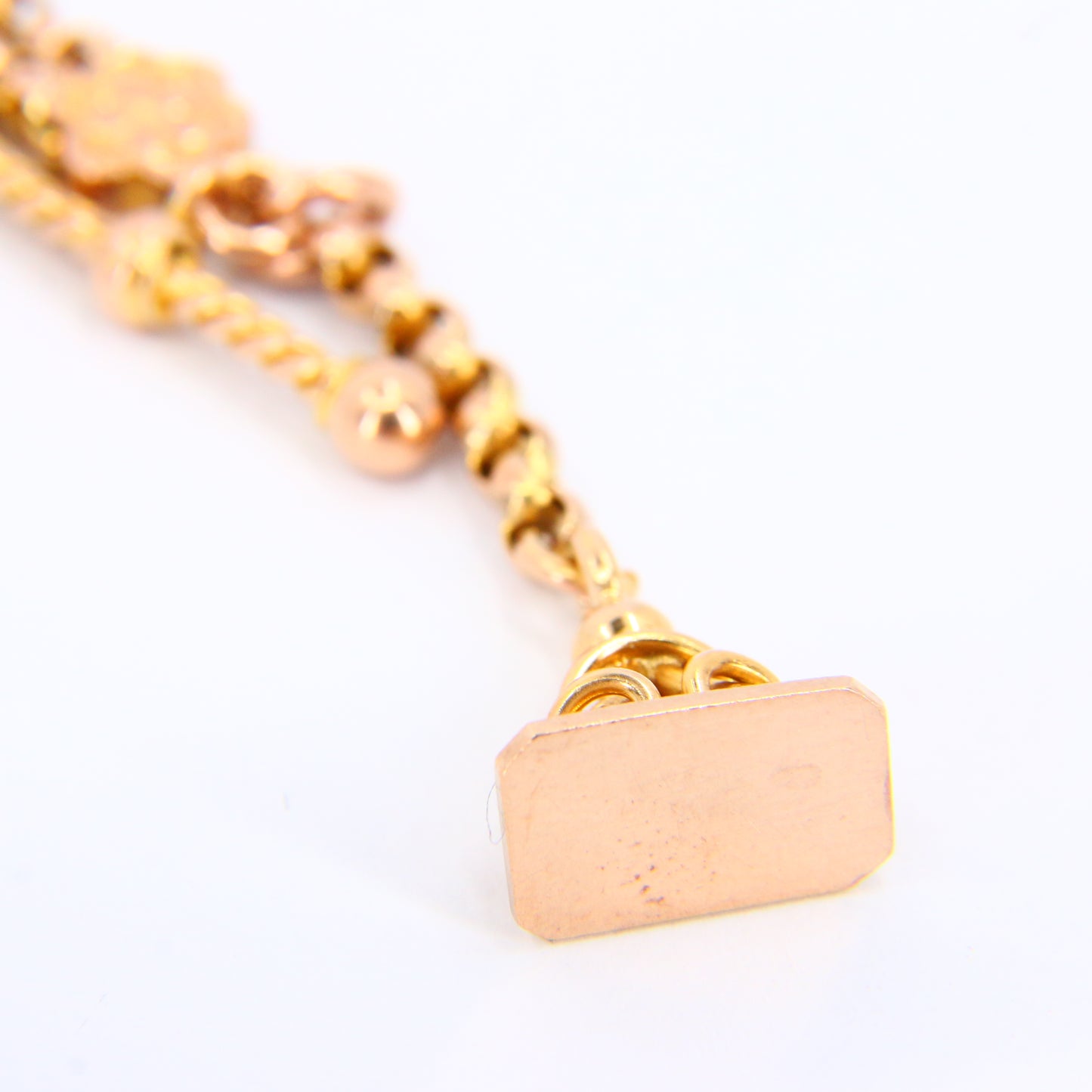 Antique 9ct Victorian Albertina 9-inch 9 Carat Yellow Gold Floral Fob Watch Chain