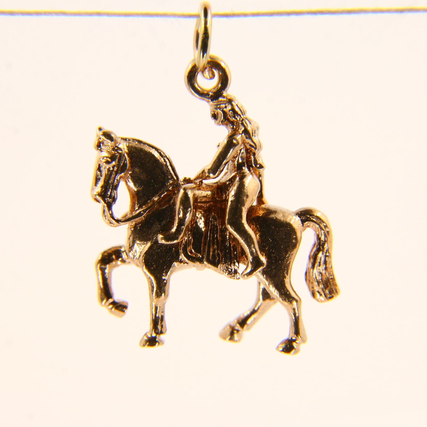 Vintage 9ct Gold Horse Riding Charm – Hallmarked Equestrian Pendant