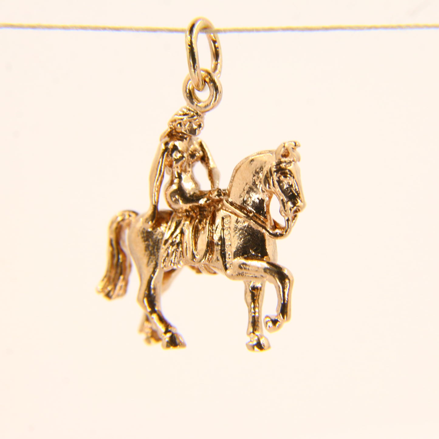 Vintage 9ct Gold Horse Riding Charm – Hallmarked Equestrian Pendant