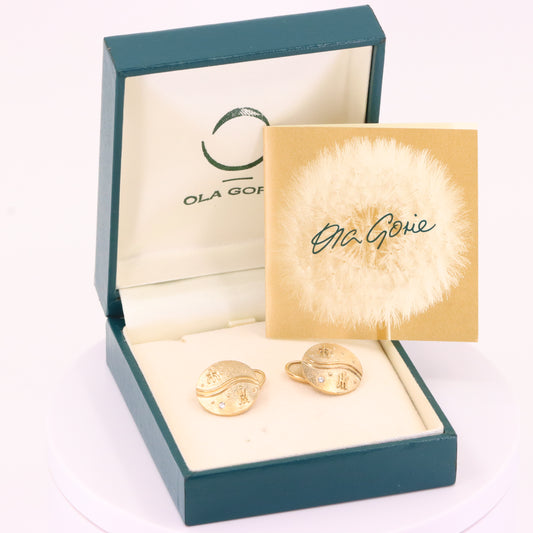 Vintage 9ct Hallmarked Ola Gorie Millennium Celestial Diamond Gold Cufflinks Limited Edition