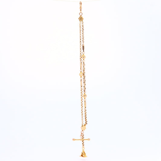 Antique 9ct Victorian Albertina 9-inch 9 Carat Yellow Gold Floral Fob Watch Chain
