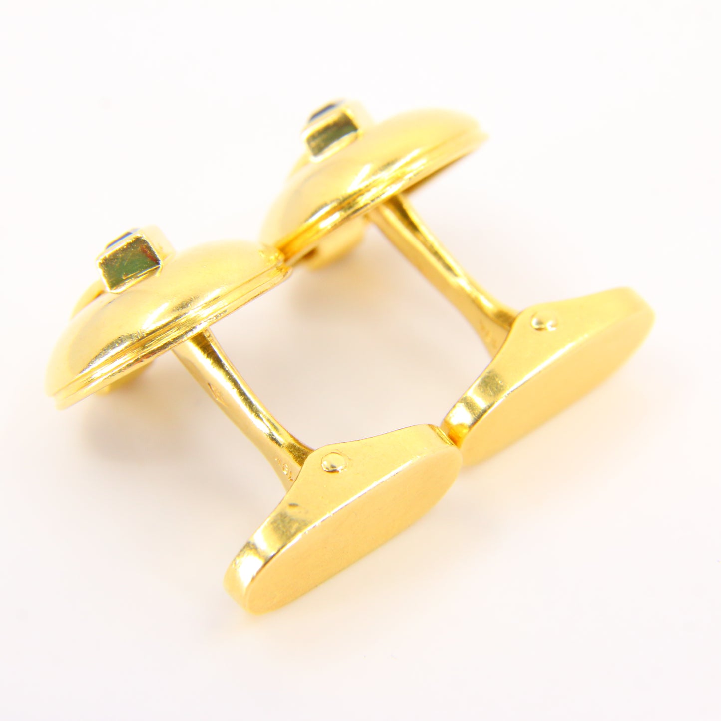 Vintage Diamond Sapphire 18 Carat Yellow Gold Mecan Elde Shirt Studs
