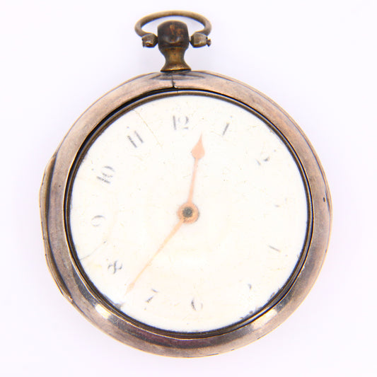 Antique Silver Wm Elliott London 1802 Pair Cased Verge Pocket Watch Running Gift