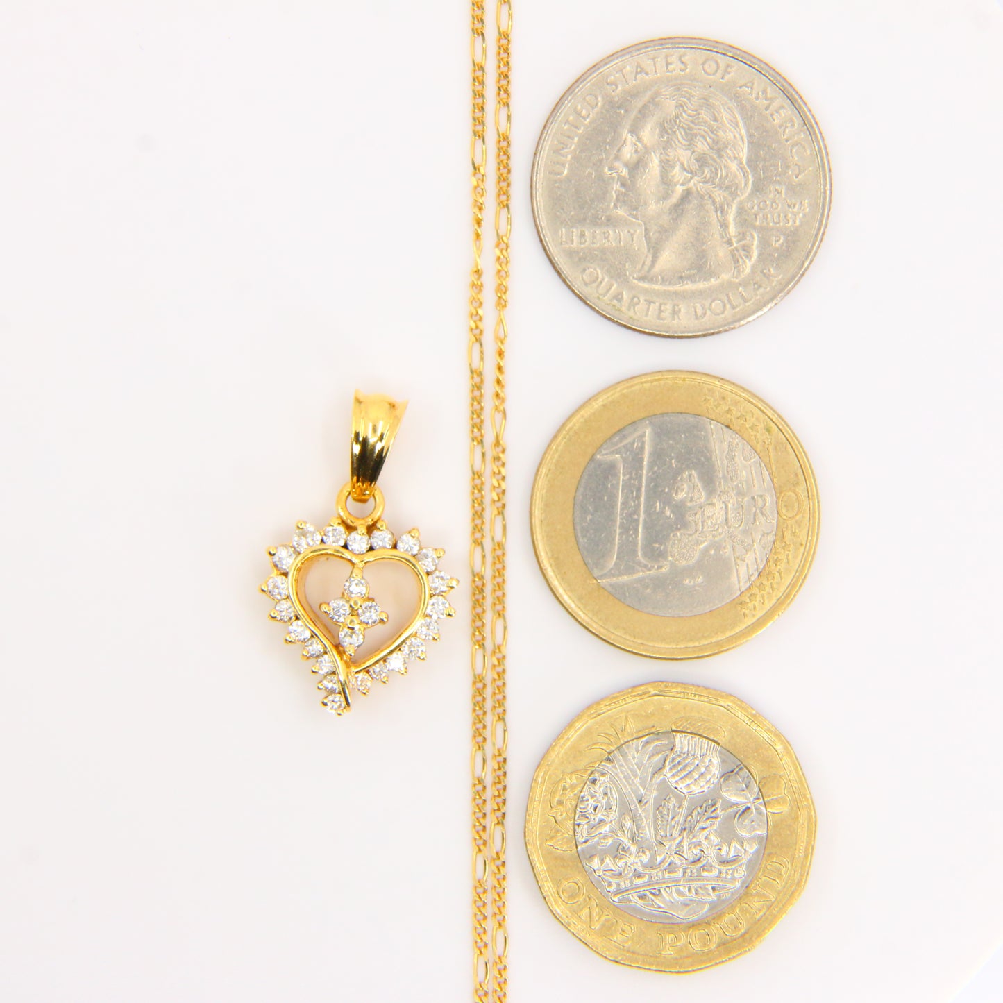 Vintage 18ct Gold Diamond Heart Pendant Necklace Hallmarked Yellow Gold Boxed