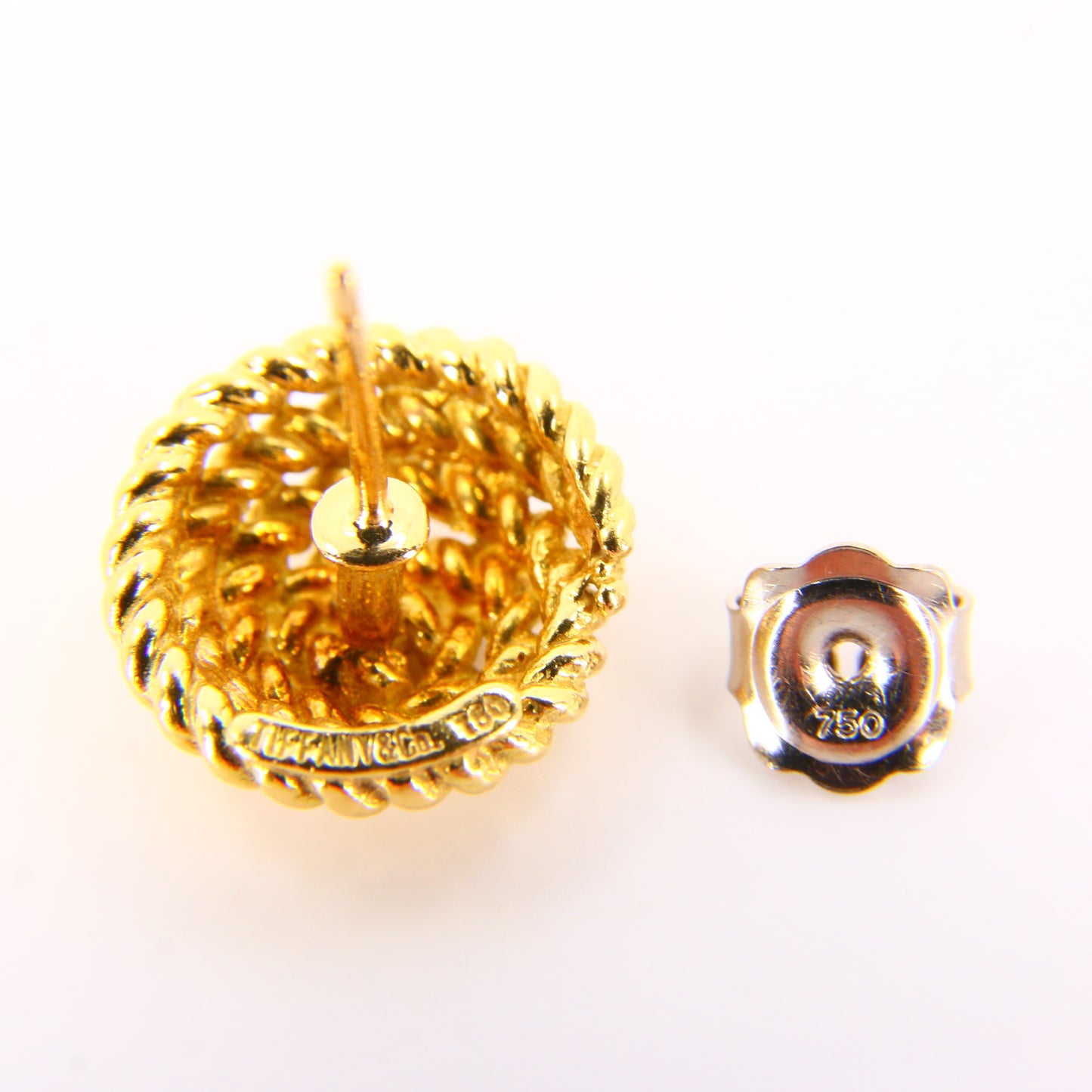 Vintage 18ct Tiffany & Co. Rope Coil Stud Earring – Boxed Gift