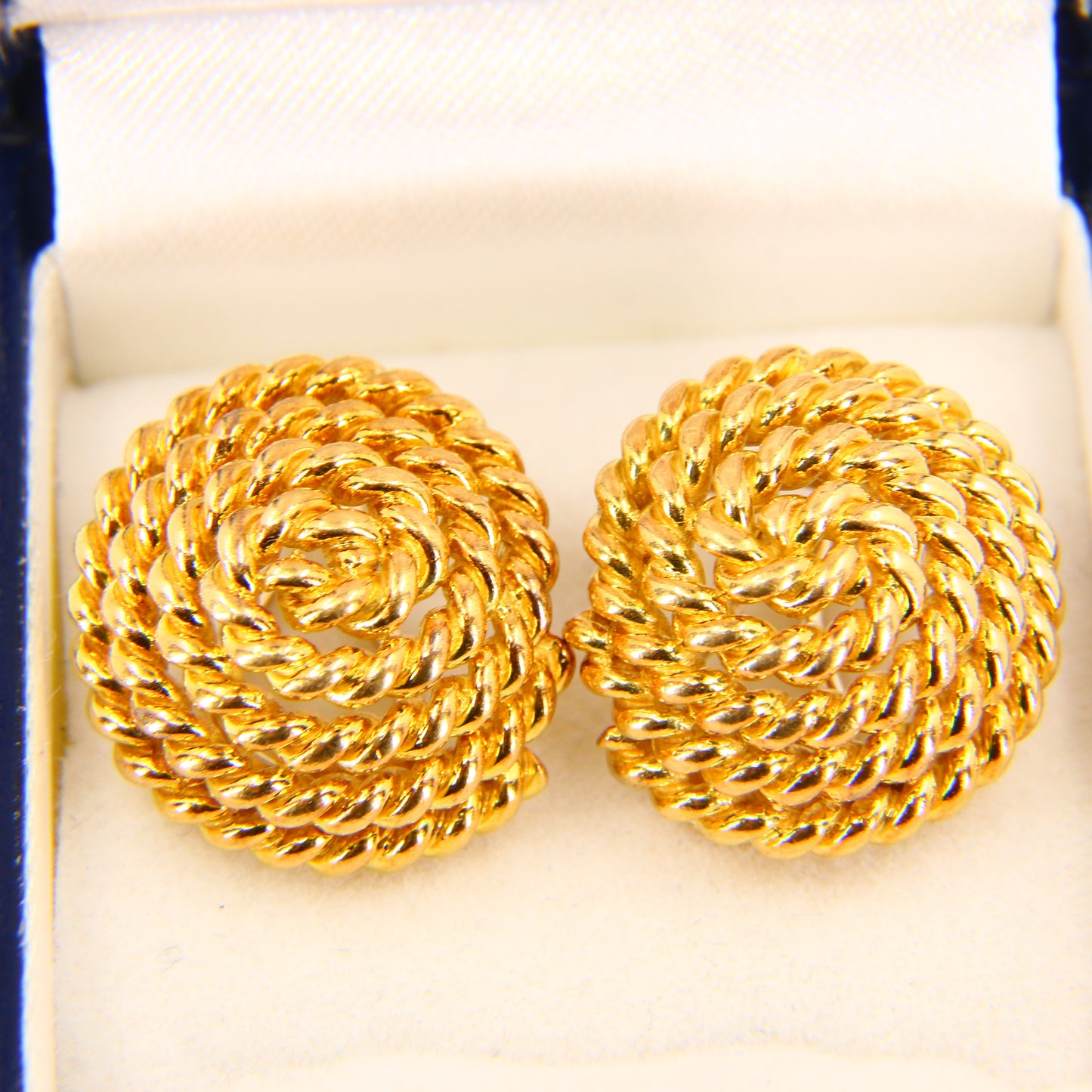 Vintage 18ct Tiffany & Co. Rope Coil Clip-On Earrings – Boxed Gift