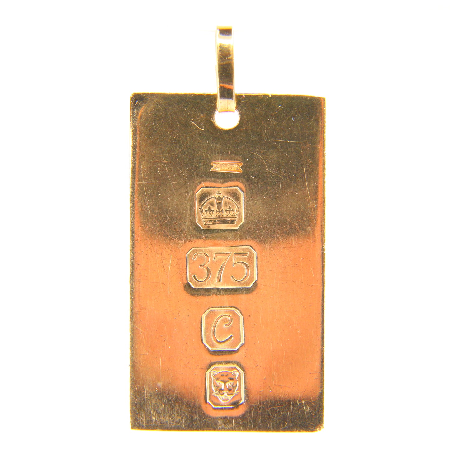 Vintage 9ct Ingot Pendant Gold Hallmarked London 1977 Solid Gold