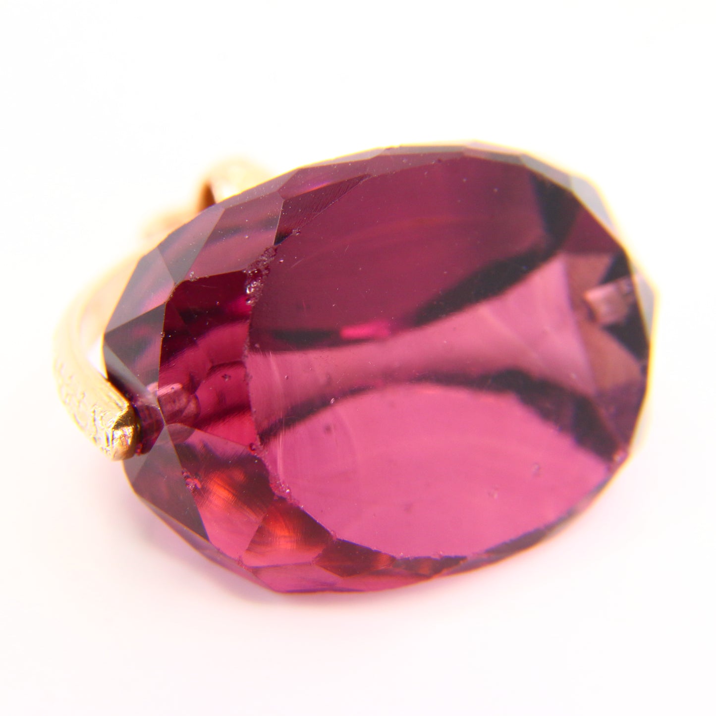 Vintage 9ct Purple Glass Spinner Pendant – Yellow Gold Fob Charm