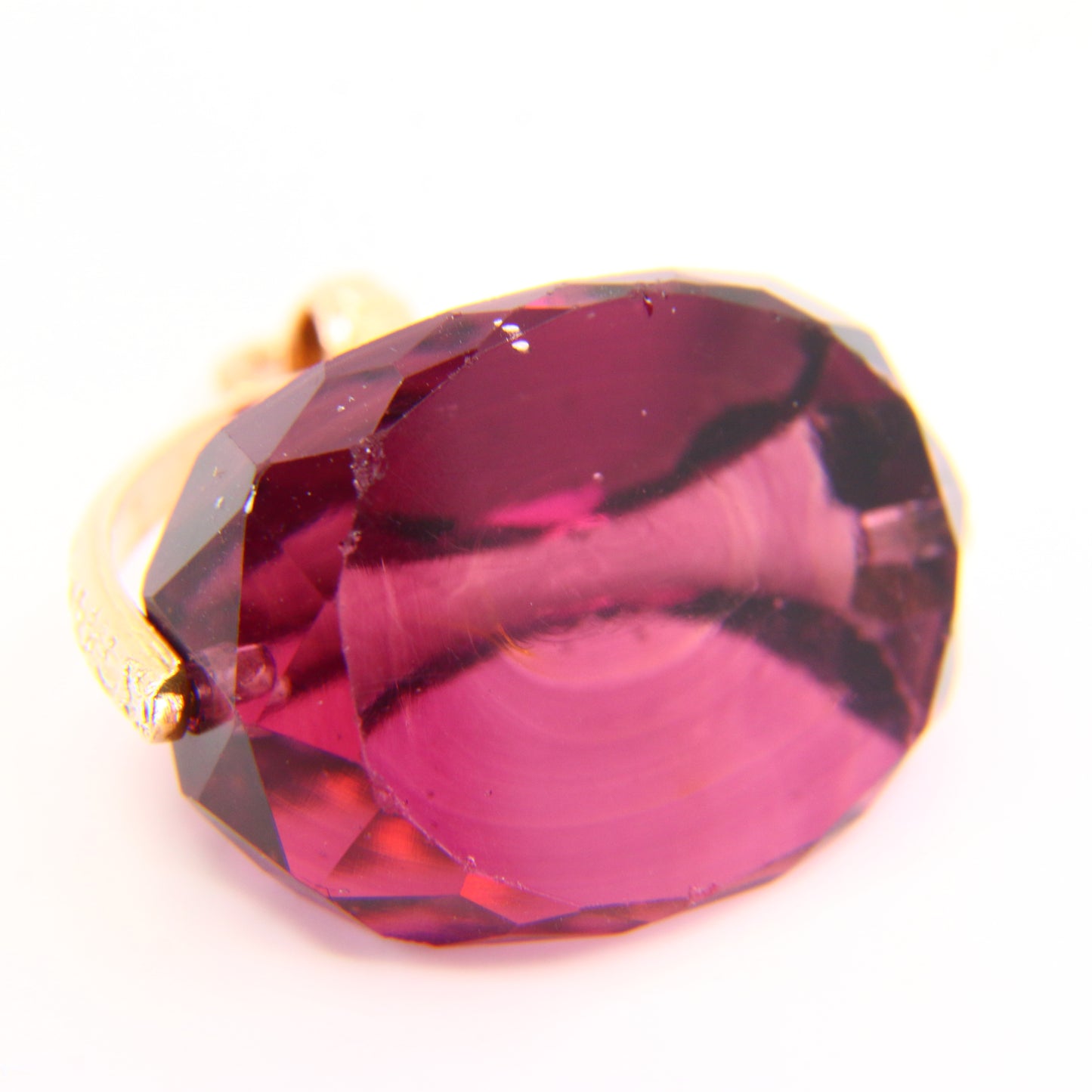 Vintage 9ct Purple Glass Spinner Pendant – Yellow Gold Fob Charm