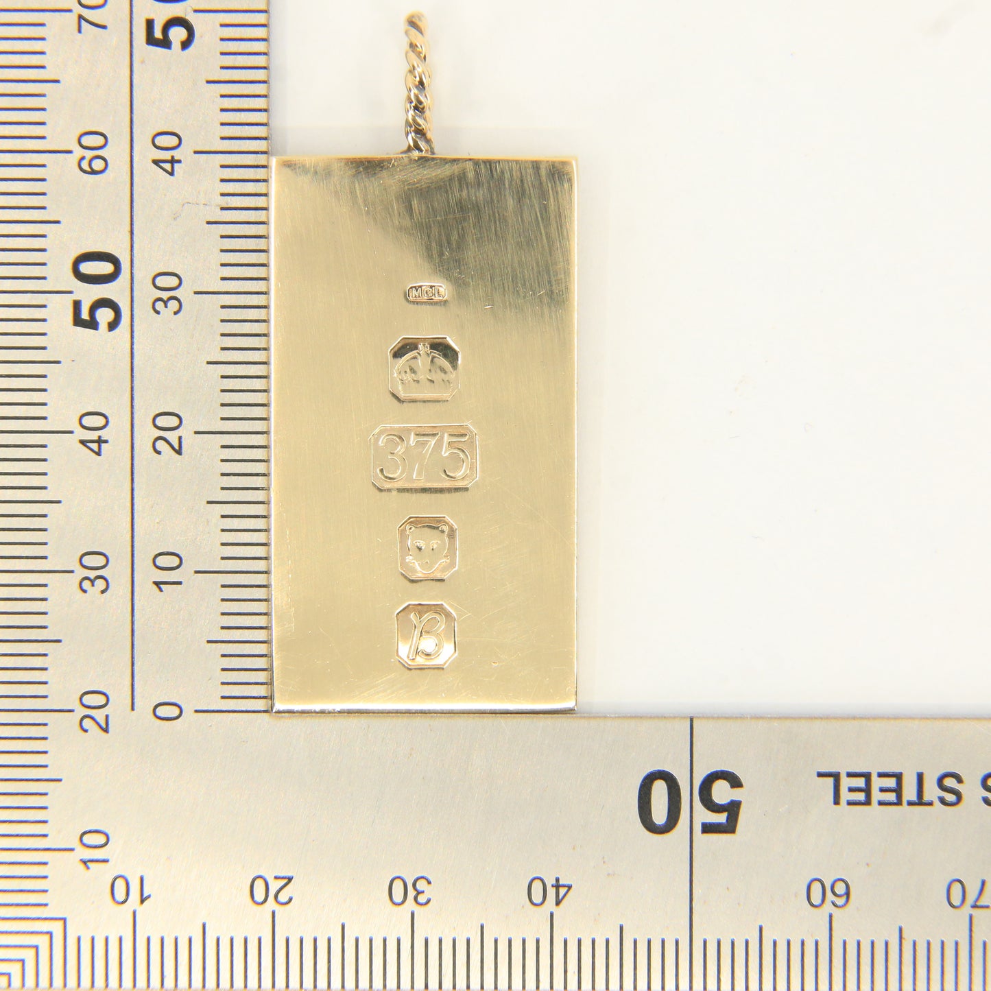 Vintage 9ct Hallmarked Solid Gold Ingot Pendant London 1976 Gift