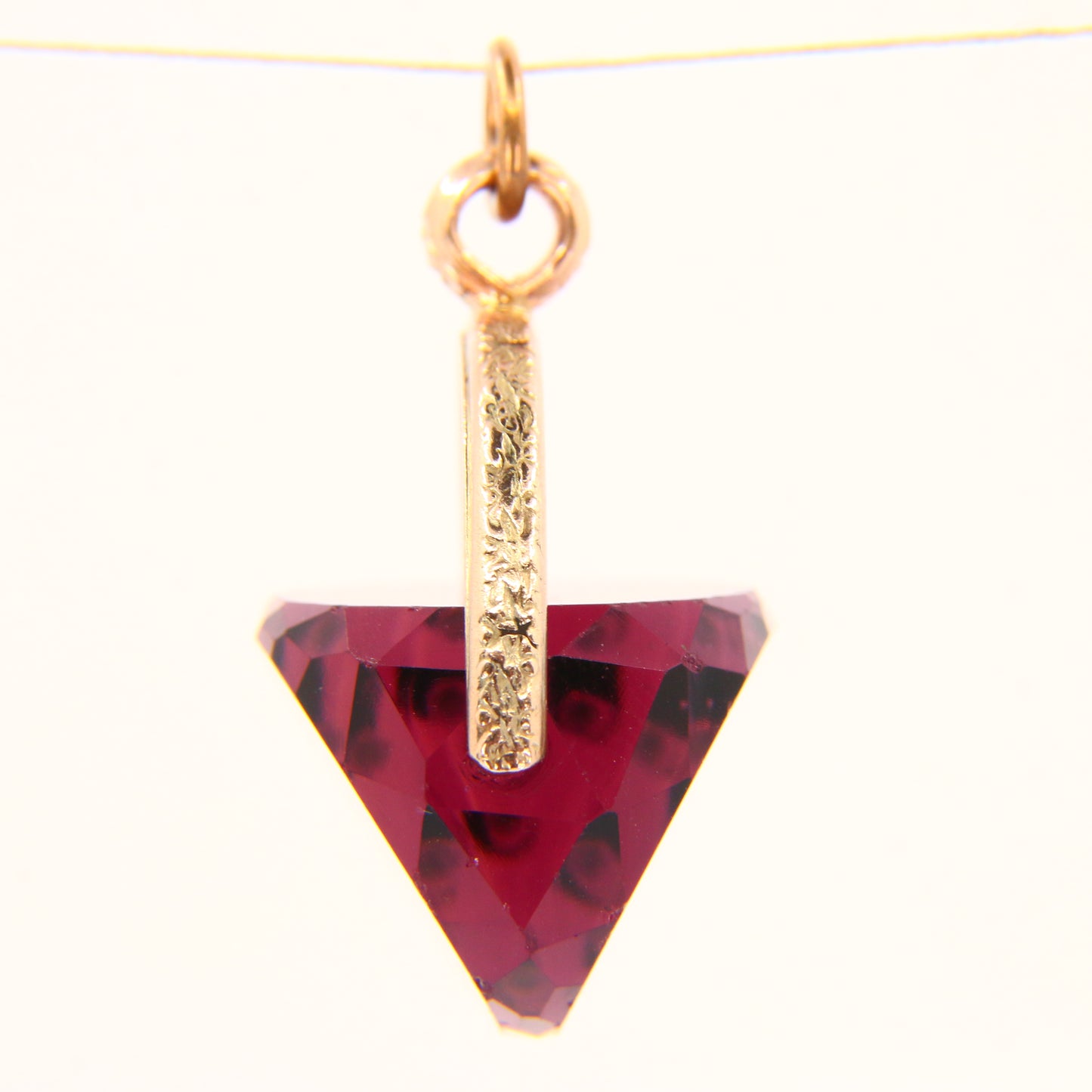 Vintage 9ct Purple Glass Spinner Pendant – Yellow Gold Fob Charm