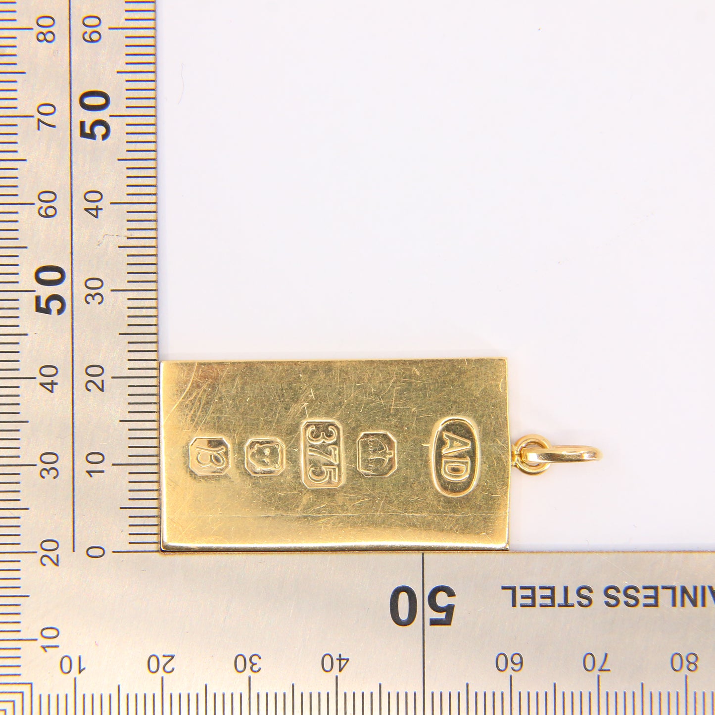 Vintage 9ct Gold Ingot Pendant Charm Hallmarked London 1976 Yellow Gold