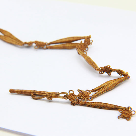 Rare 12" Handmade Antique Straw Albert Chain for Pocket Watch Victorian