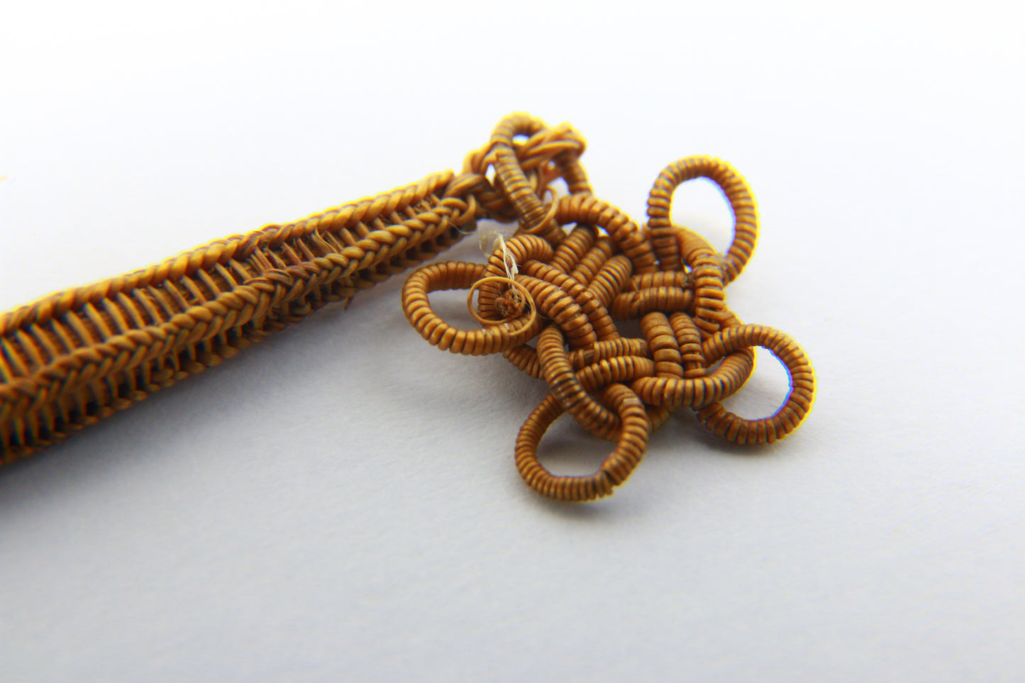 Rare 12" Handmade Antique Straw Albert Chain for Pocket Watch Victorian