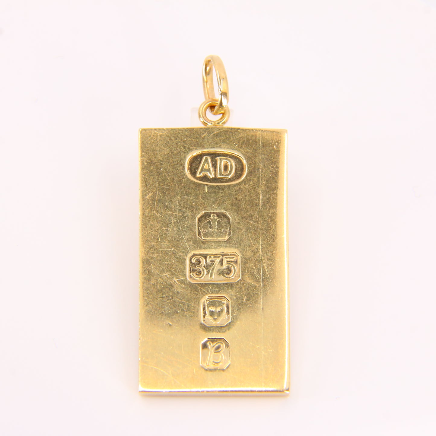 Vintage 9ct Gold Ingot Pendant Charm Hallmarked London 1976 Yellow Gold