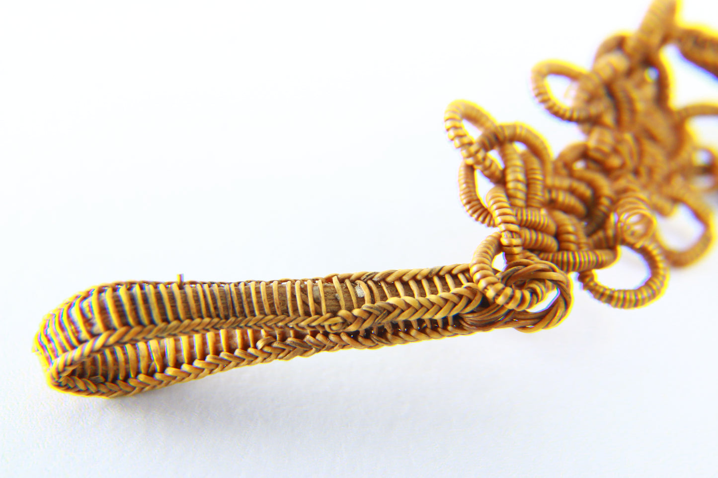 Rare 12" Handmade Antique Straw Albert Chain for Pocket Watch Victorian