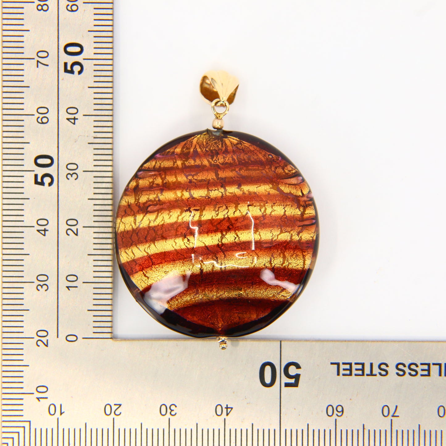 Vintage 9ct Gold Italian Murano Glass Pendant Glitterball Charm