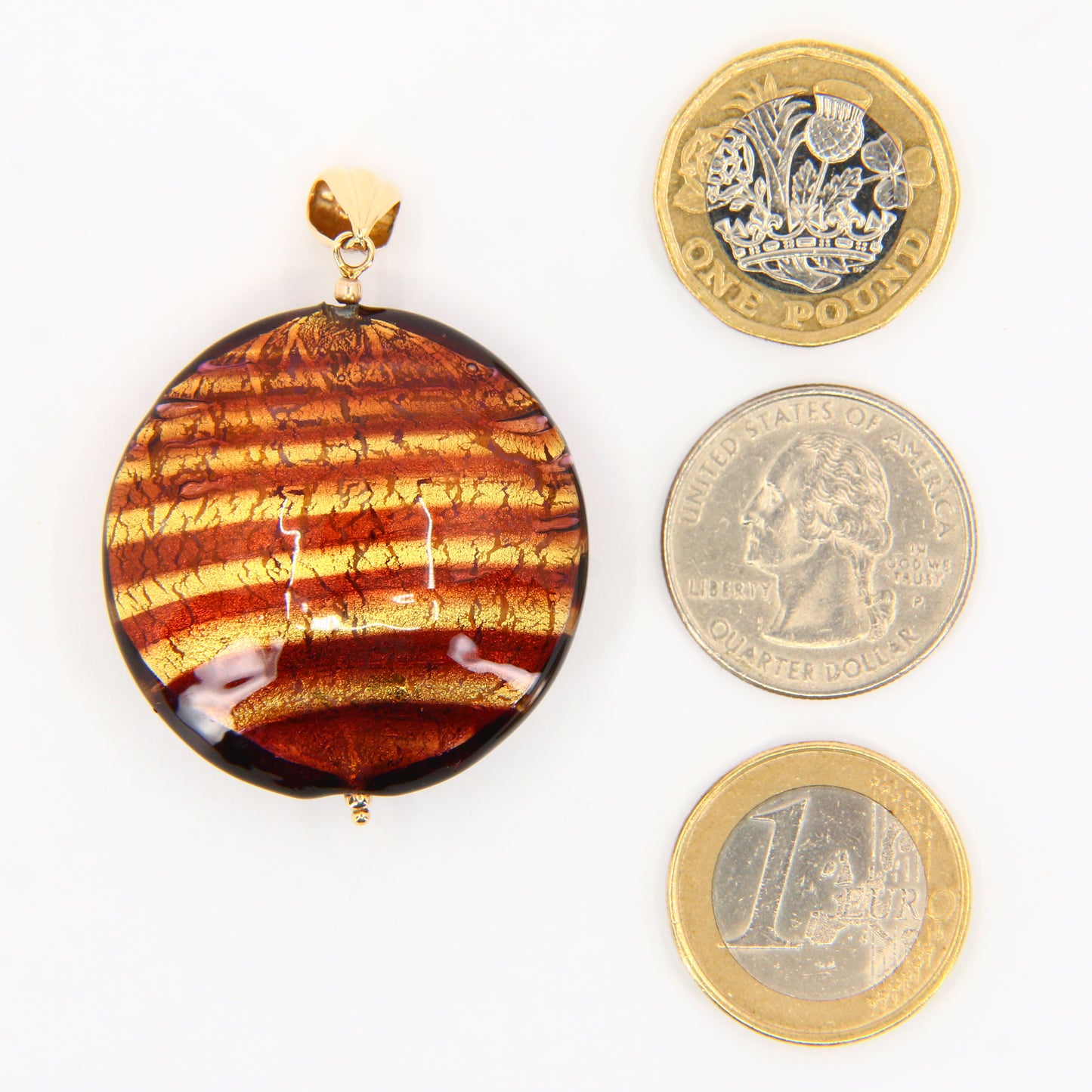 Vintage 9ct Gold Italian Murano Glass Pendant Glitterball Charm